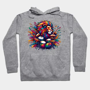 Lion Playing Drums Hoodie